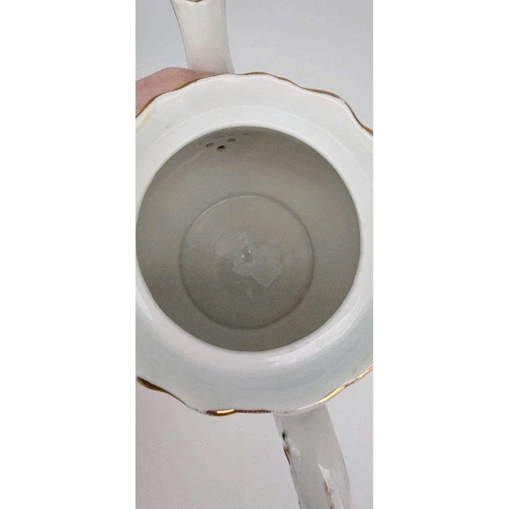 Vtg KPM Germany Porcelain Tea Set White Violets Gold 3pc Floral PLEASE READ